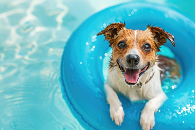 Cão na piscina