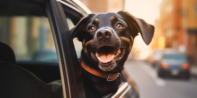 Cão olhando pela janela do carro