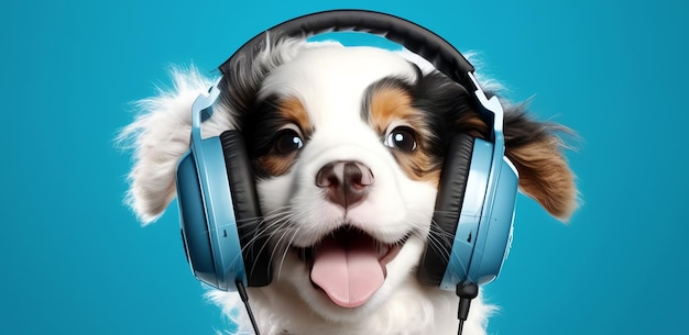 Cão ouvindo música AI gerada