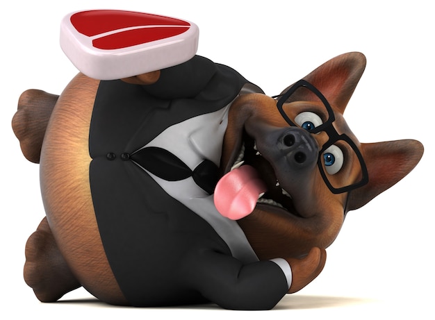 Cão pastor alemão divertido - ilustração 3D