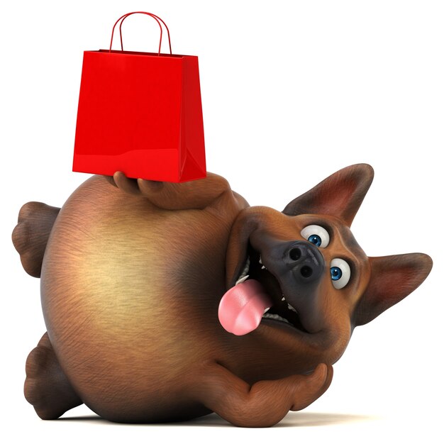 Cão pastor alemão divertido - ilustração 3D