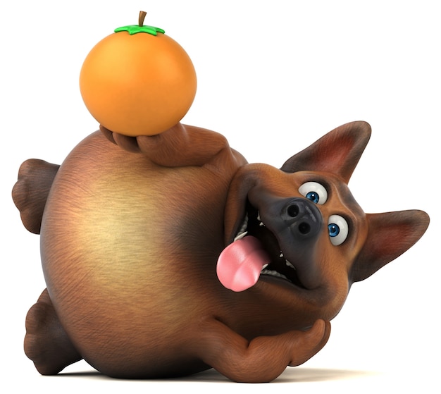 Cão pastor alemão divertido - ilustração 3D