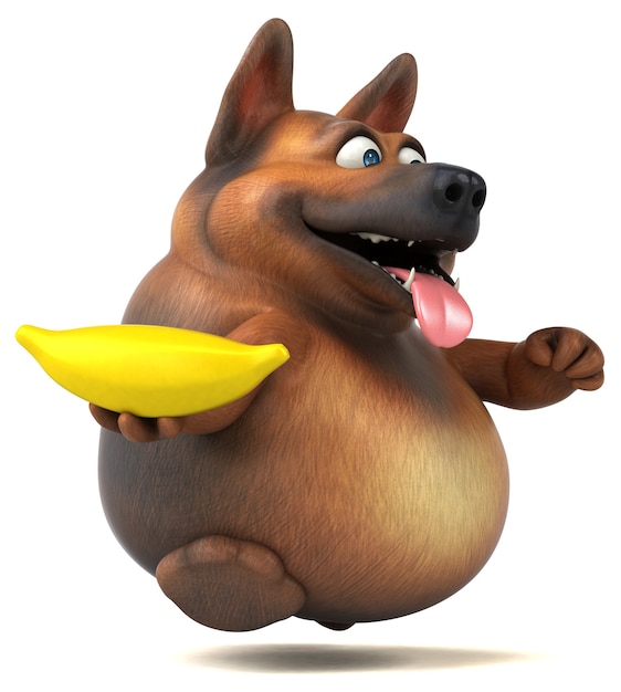 Cão pastor alemão divertido - ilustração 3d