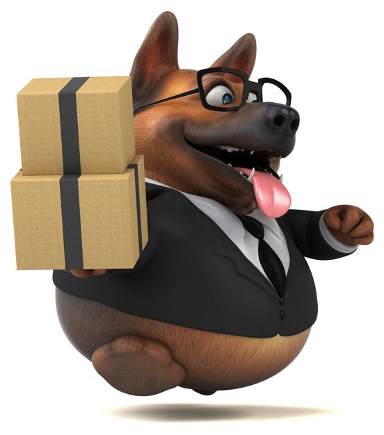 Cão pastor alemão divertido - ilustração 3D