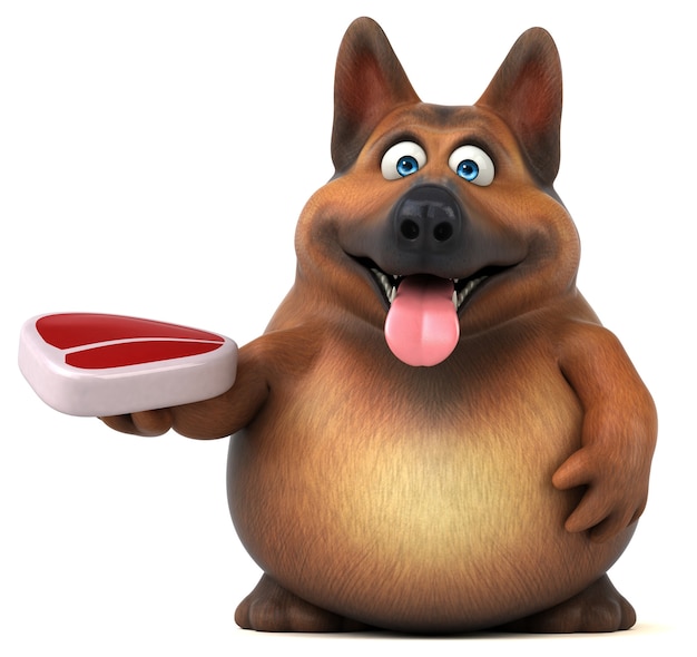 Cão pastor alemão divertido - ilustração 3D