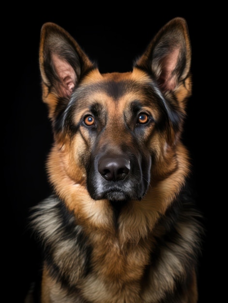 Foto cão pastor alemão em estúdio filmado em fundo isolado claro ia generativa