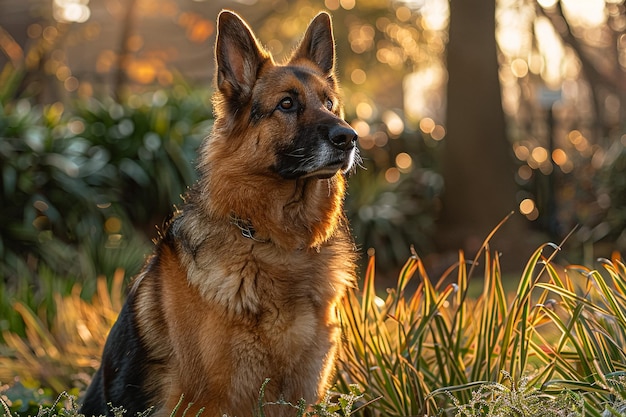 Cão pastor alemão na floresta