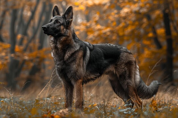 Foto cão pastor alemão na floresta