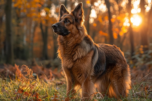 Foto cão pastor alemão na floresta