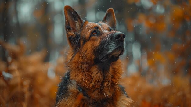 Foto cão pastor alemão na floresta