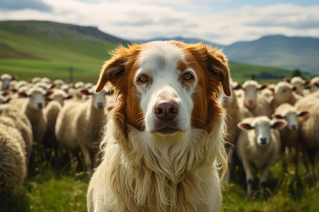 Cão pastor que guarda ovelhas generativo ai