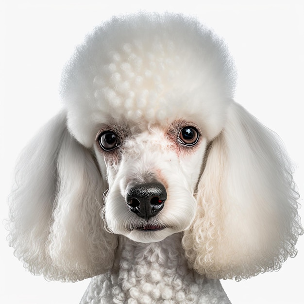 Cão poodle isolado no fundo branco Generative AI