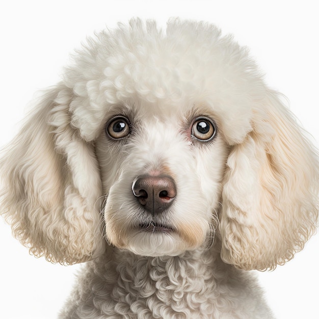 Cão poodle isolado no fundo branco Generative AI