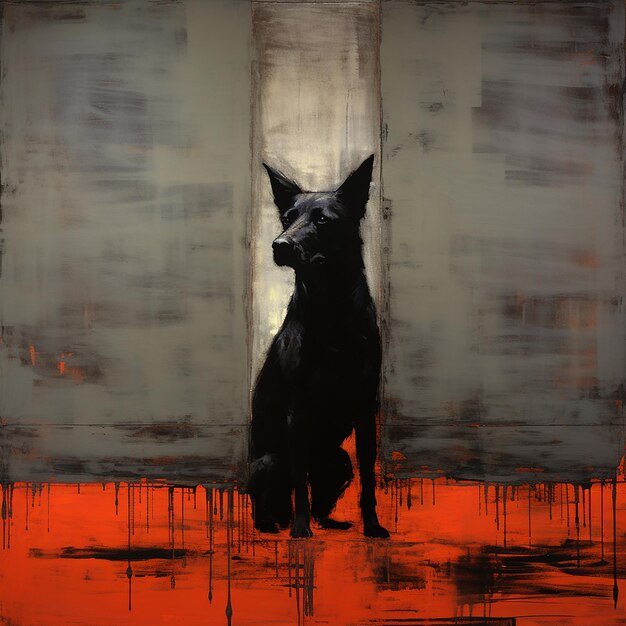 Foto cão preto estilo mark rothko