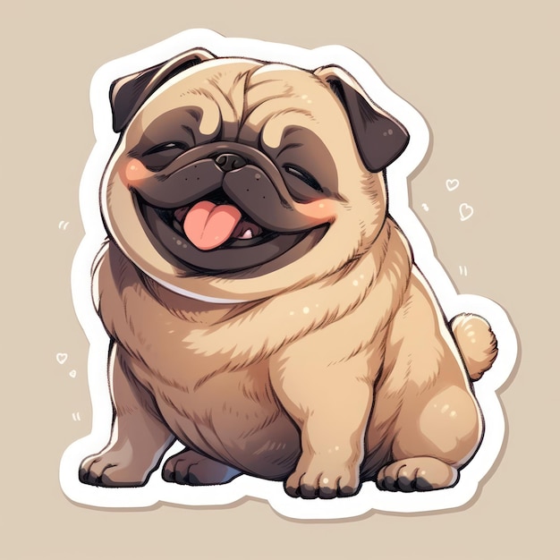 Foto cão pug animal chibi estilo de desenho animado isolado fundo plano