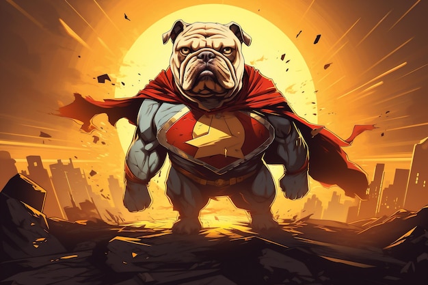 Cão pug super-herói