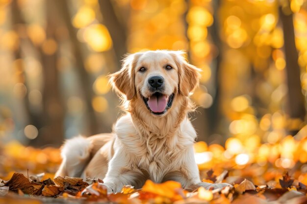 cão retriever dourado em fundo de natureza animal de estimação