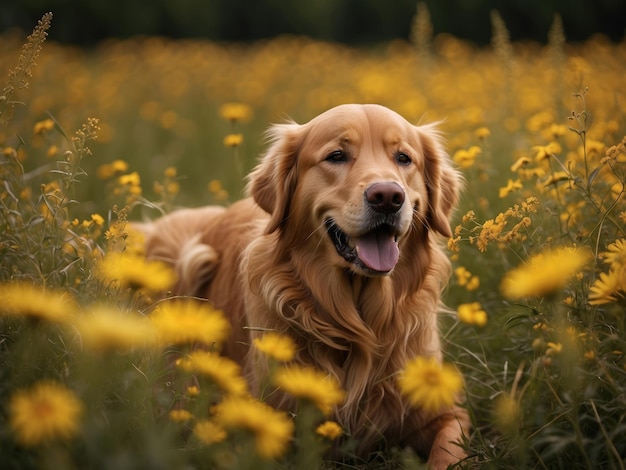 Cão retriever dourado feliz