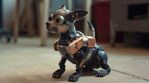 Cão robótico chihuahua cyborg animal de estimação generativo ai