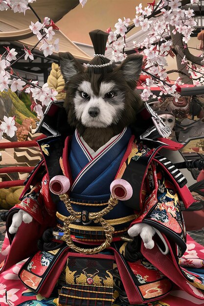 Cão Samurai Um canino antropomórfico disfarçado de tradição japonesa