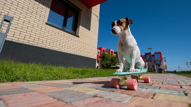 Foto cão sentado na calçada