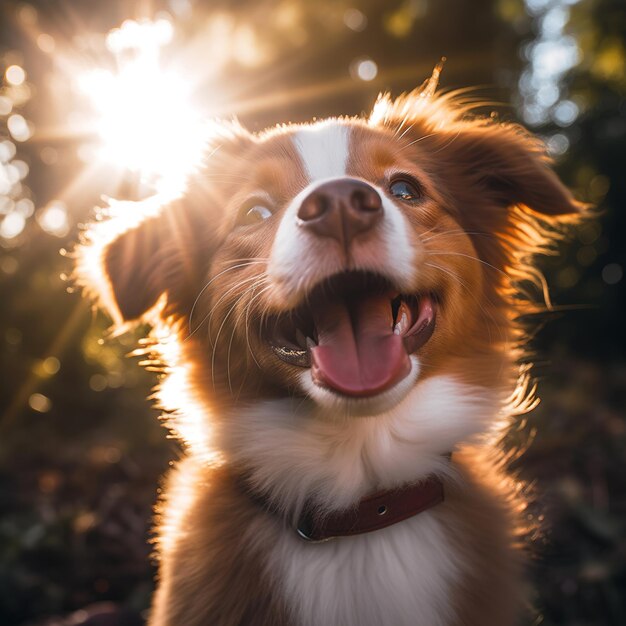 Foto cão sentado na floresta