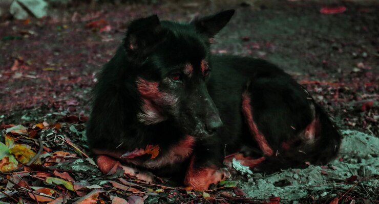 Foto cão sentado num campo