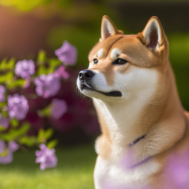 Cão shiba inu realista em fundo natural ao ar livre arrebatador