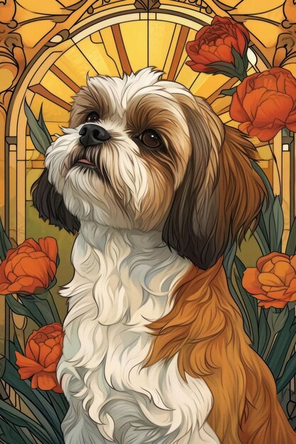 Foto cão shih tzu ilustração de arte para um livro