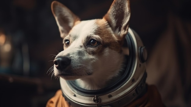 Cão vestido como um astronauta astronauta Generative AI