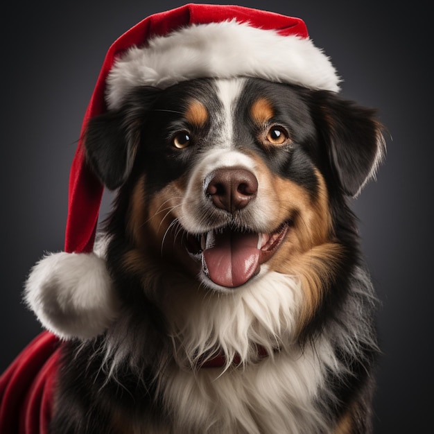 Cão vestindo chapéu de Papai Noel