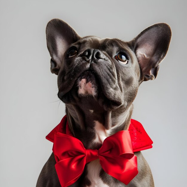 Foto cão vestindo laço vermelho generativo ai foto de alta qualidade