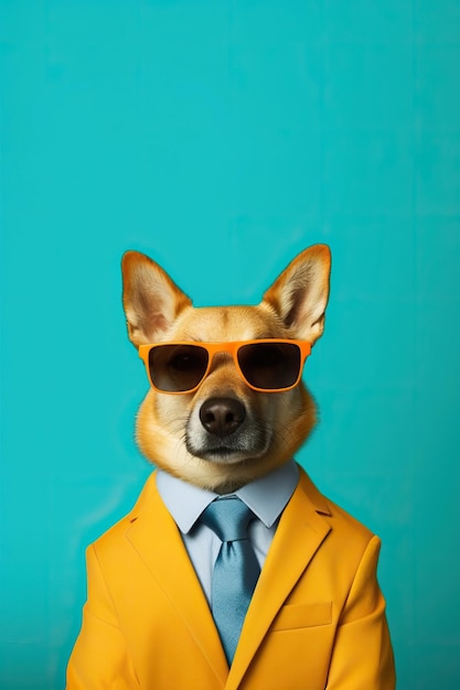 Cão vestindo terno Cães vestindo óculos de sol Cão