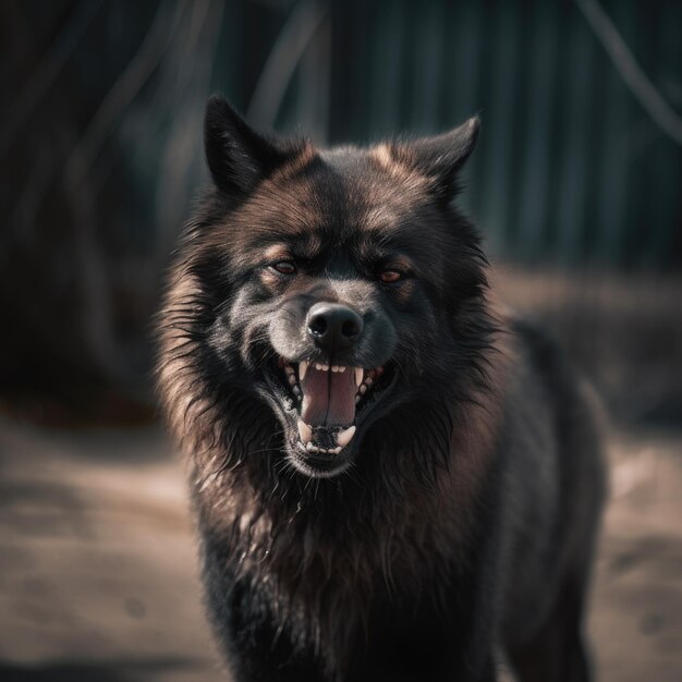 Foto cão zangado é perigoso.