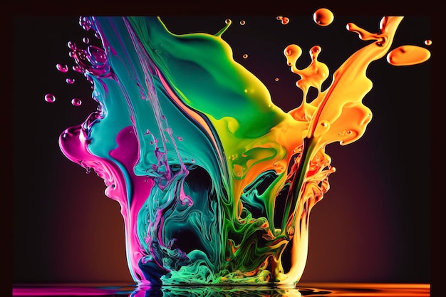 Foto caos helado: arte líquido en 3d, formas multicolores: dinámica de fluidos, sueños líquidos: formas cromáticas creadas con tecnología de ia generativa