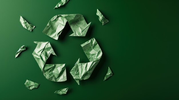 Caos verde y exuberante Un enclave caprichoso de papel verde arrugado sobre un lienzo verde vibrante