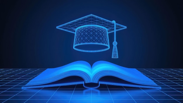 Cap de graduación de educación digital y libro abierto