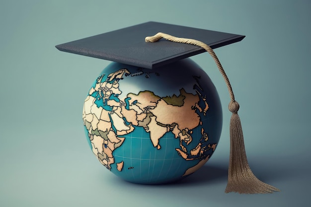 Cap With Globe representando a Educação Global Inteligência Artificial Gerativa