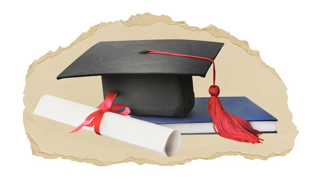 Capa de graduação adesivo png papel rasgado fundo transparente