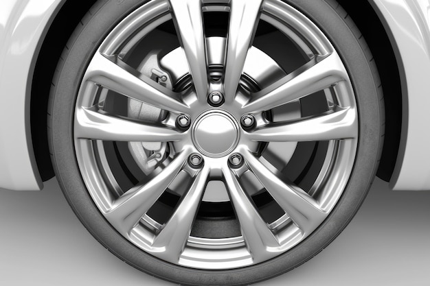 Foto capa de roda de prata brilhante isolada para borda de pneu de carro