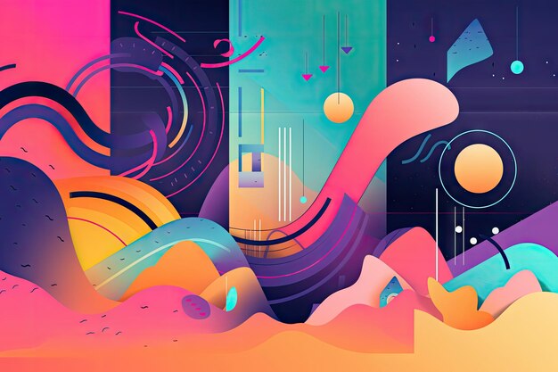 Capa do álbum de música Lofi com design abstrato e colorido criado com IA generativa