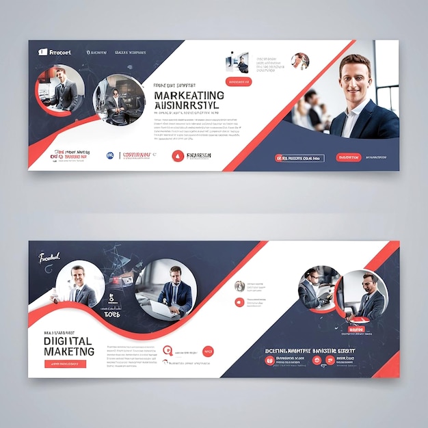 Capa do Facebook da agência de marketing digital e modelo de banner da web