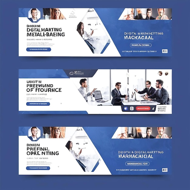 Capa do Facebook da agência de marketing digital e modelo de banner da web