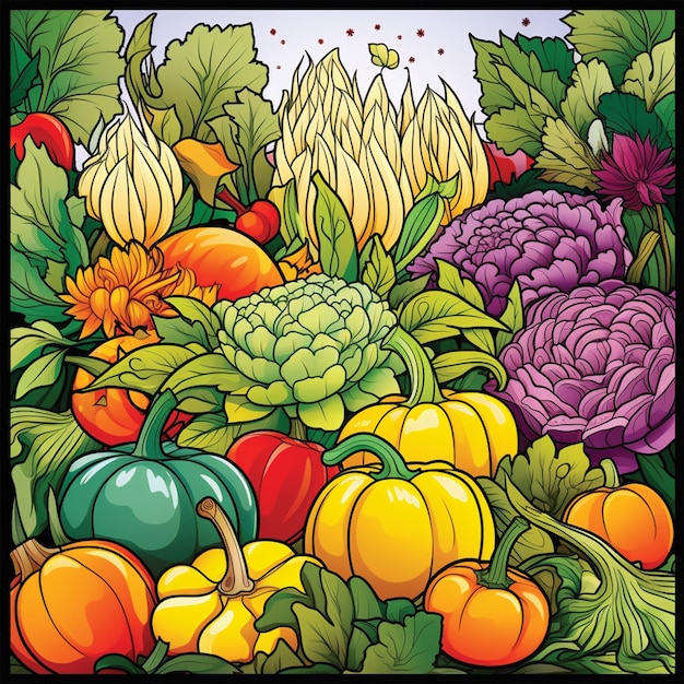 capa do livro para colorir de vegetais