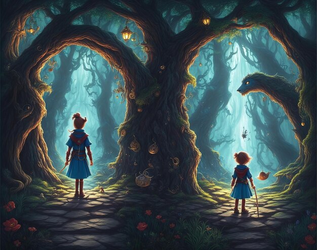 Capa Encantadora Pixel Adventure para livro infantil ambientado em florestas escuras