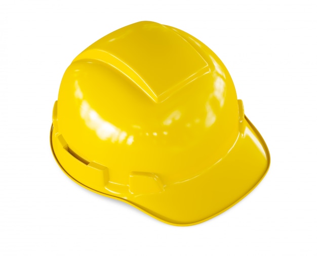 Foto capacete amarelo do trabalhador da construção civil isolado