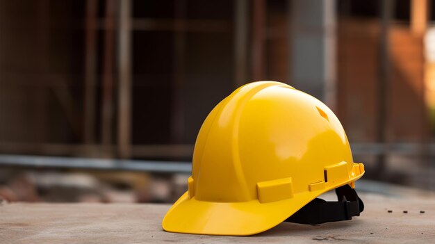 Capacete amarelo no canteiro de obras Labour Day Generative Ai