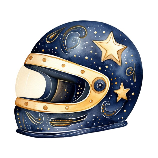 capacete com estrelas de galáxia nele