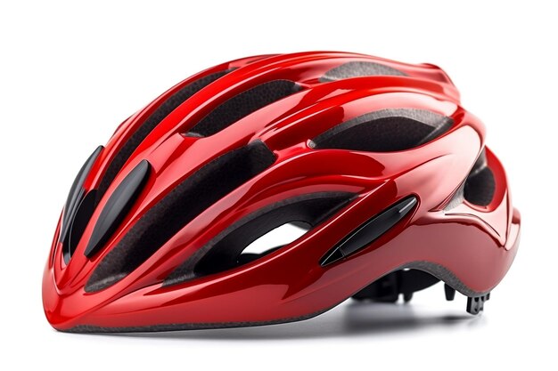 Capacete de bicicleta vermelho em fundo transparente AI