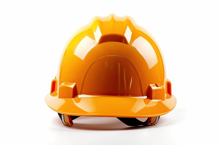 Foto capacete de construção em fundo branco